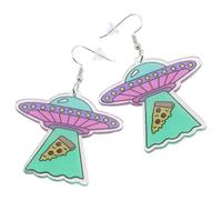 Abaodam Creative Acrylic Earrings for Women Lightweight Fun Outer Space Ufo Dangle Jewelry Small Drop Accessories for Parties Birthdays Everyday Wear