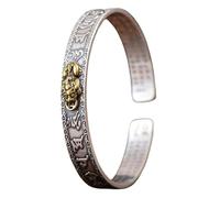 Abaodam Creative Copper Buddhist Heart Bracelet Adjustable Open Cuff for Men Religious Wrist Chain with Six-character Design Gift for Father S Day and