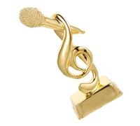 Abaodam Creative Music Note Microphone Trophy Gold Desktop Singing Competition Award for Host Music Contest Decorative Microphone Trophy