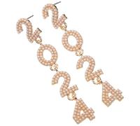 Abaodam Creative Number Dangle Earrings for Women Unique White Pearl Studs Fashionable Lightweight Drop Jewelry for Parties and Daily Wear Stylish Statement Accessory