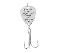 Abaodam Creative Stainless Steel Fishing Hook with You Are My Greatest Catch of My Life Design Treble Hook Fishing Lure Durable Tackle Accessory