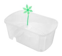 Abaodam Creative Turtle Aquarium Tank with Ramp Platform Small White Plastic Habitat for Turtles Crabs and Fish Easy Clean Water and Land Environment for Healthy Pet Care
