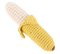 Abaodam Crocheted Banana Shaped Soft Teething Rattle for Boy Girl Portable Hand Bell Safe Chewable Sensory for Travel-Friendly Development
