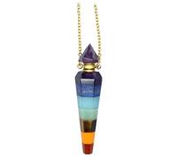 Abaodam Crystal Aromatherapy Essential Oil Necklace Hexagonal Chakra Stone Pendant Vial Necklace with Seven-color Prism Gold Tone for Women Yoga Meditation