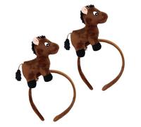 Abaodam Cute Brown Horse Headbands Comfortable Fabric Material with Adorable Cartoon Style 2pcs Animal Headwear for 2026 New Year Party for Zodiac Celebration and Cosplay Costume