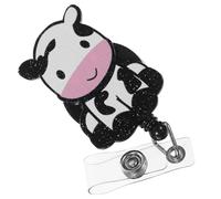 Abaodam Cute Cow Family Retractable Badge Holder with Rotatable Alligator Clip, Sturdy Id Tag Reel for Nurses and Office Use, Portable Name Tag Buckle with Easy-Pull Cord