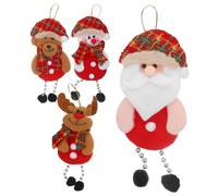 Abaodam Cute Santa Elk Snowman Bear Fabric Christmas Tree Decorations Hanging Ornaments Xmas Party Decorations Set