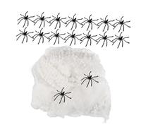 Abaodam Dark Stretchable Spider Web Decoration with Black Plastic Spiders and Luminous Cobweb for Halloween Party Haunted House Wall and Fence Spooky Decor