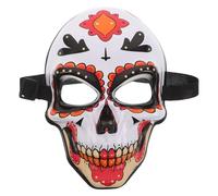 Abaodam Day of The Dead Skull Mask with Elastic Band - Full Cover Skeleton Cosplay Mask for Halloween Carnival and Mexican Masquerade Party, Orange Skull Ghost Costume Accessory