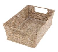 Abaodam Decorative Basket Multi-function Storage Basket Wicker with Metal Frame Fine Workmanship Solid Structure Delicate Appearance Natural Beauty Indoor Picnic Use Home Supply