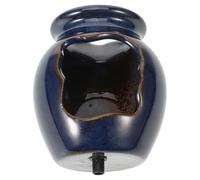 Abaodam Decorative Waterfall Jar Ceramic Pot Fountain Multi-functional Blue Circulating Fountain Jar for Backyard Fish Tank Aquarium Décor