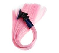Abaodam Detachable Decorative Helmet Braid Ponytail for Motorcycle Helmets Wear-resistant Pink Straight Hair Accessory with Suction Cup for Bikers