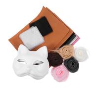Abaodam DIY Mask Set: Paintable Blank Cat Mask Kit With Felt Sheet And Eye Mesh For Cosplay Masquerade Halloween Costume Accessories DIY Art Projects