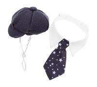 Abaodam Dog Beret Hat and Bowtie Set for Small Pets, Lightweight Polyester French Beret with Easy Dressing Feature, for Daily Outings and Pet Photo Props