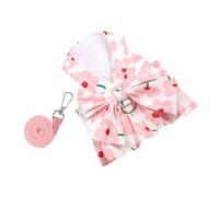 Abaodam Dog Dress for Small Dogs Floral Print Bowknot Harness Outfit Soft Breathable with Trumpet Flower Design for Comfortable Movement Easy to Wear Puppy Cat Clothes