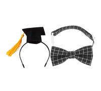 Abaodam Dog Graduation Cap and Puppy Bow Tie for Small Pets, Lightweight Polyester Felt Hat with Tassel, Safe Material, Washable Graduation Accessory for Party and Photos