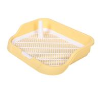 Abaodam Dog Potty Tray with Mesh Grid and Detachable Fence, Small Indoor Puppy Pee Pad Holder, Portable Yellow Pet Toilet for Small Dogs and Puppy Training