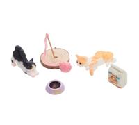 Abaodam Doll House Set Decor Doll House Animal Figurine Miniature Dollhouse Accessories Dollhouse Miniature Scene Model Cat Playing Figurines Tiny Cats Plastic
