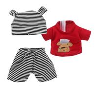 Abaodam Doll Outfits with Hat and Pants Soft Comfortable Stripe Dog Pattern Clothes for Reborn Dolls Fit for Role-playing and