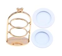 Abaodam Dollhouse Metal Dessert Stand Miniature 2 Tier Cupcake Display Holder for Tiny Food and Cake Decoration