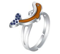 Abaodam Dolphin Mood Ring and Women, Adjustable Blue Dolphin Temperature Change Emotion Ring, Open Animal Design Sensitive to Heat for Jewelry