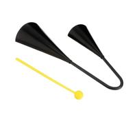 Abaodam Double Cowbells for Classroom and Sporting Events, Compact Iron Cowbells with Wood Hammer, Black Cheering Bells that Make Wonderful Sounds, Doorbell and Noise Maker