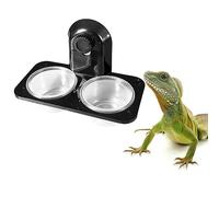 Abaodam Double Cushion Food Bowl for Pet Reptile Feeder Black Plastic Bowl Cup for Lizard Turtle Cricket for Vivarium and Tank Use