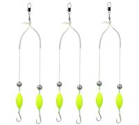 Abaodam Double Hook Fish Hook Rig 3Pcs Barbed Reverse Bottom Line with Float Design for Recreational Saltwater Angling Gear