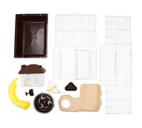 Abaodam Double-layer Hamster Cage Small Pet Villa with Hideout and Tubes Plastic Hamster House Habitat and Hedgehogs Coffee Color Small Animal Cage for Home Use Random Color