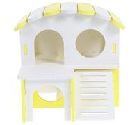 Abaodam Double Layer Wooden Hamster Hideout Villa with Climbing Ladder for Dwarf Hamsters Small Gerbils and Mice Private Cozy Nest and Tunnel for Pets Rest and Play