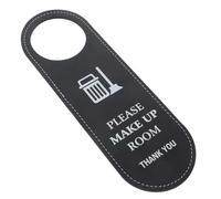 Abaodam Double-sided Black Pu Hotel Door Hanger Sign, 24x8cm Please Do Not Disturb and Make up Room Door Knob Sign for Guest Room Privacy and Cleaning Notice