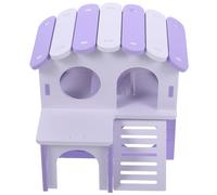 Abaodam Double Wooden Small Animal House Cozy Hideout for Hamsters Guinea Pigs Rabbits Non Toxic Small Pet Playhouse and Resting Cottage Purple White Cage Accessory for Fun