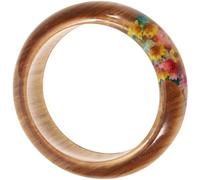 Abaodam Dried Delphinium Flower Wooden Resin Bracelet, Handmade Bangle Wrist Decoration for Women, Han Chinese Costume Accessory with Natural Floral Design Random Style