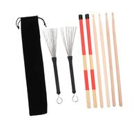 Abaodam Drum Stick Set Wire Drum Brush and Percussion Brush for Instrumentalist Using Stick during Performance Includes Velvet Bag Red