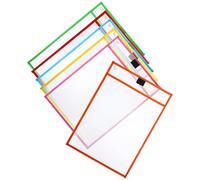 Abaodam Dry Erase Sheet Protectors Document File Bags 6pcs Acid-Free for Binder with Writable, Multi-Color Random Color Office Stationery Supplies for School and Work