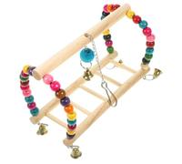 Abaodam Durable Parrot Hanging Bird Swing with Colorful Beads Bite Resisting Suspended Perch Stand for Cage Birds and Parakeets Interactive Climbing Ladder for Pet Play and Home Decor