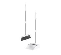 Abaodam Dustpan and Broom Set Home Cleaning Supplies Long Handle PP PET Stainless Steel for Cleaning Debris on Tile and Wood Flooring