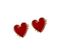 Abaodam Earrings Red Colour 1 Pair Punk Style Heart Shaped Metal Earrings for Women for Tourism Commemorative and Fairs