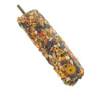 Abaodam Edible Bird Beak Grinding Perch for Parrots and Small Parakeets with Metal Mounting Hardware, Yellow Nut Mix Snack Stick for Foraging Activity in Home and Breeding Cages