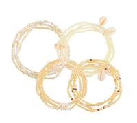 Abaodam Elastic African Waist Beads Set of 7 Glass Seed Beads Bikini Waist Chain Beach Body Jewelry for Women Summer Swimwear Accessories