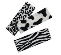 Abaodam Elastic Knitting Headbands with Zebra and Cow Printed Designs 3pcs for Women Smooth Wiring and Stylish Makeup Hairband White Colour for Face Mask and Washing Face