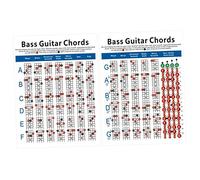 Abaodam Electric Bass Guitar Chord Chart 4 String Bass Chord Diagram Large Size Music Exercise Poster for Beginners and Practicing Musicians