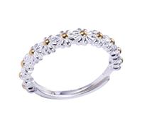Abaodam Elegant Adjustable Silver Daisy Open Ring for Women with Smooth Surface and Easy to Put, for Valentines Day or Everyday Wear, Charming and Delicate Floral Jewelry