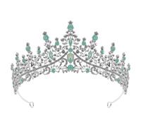 Abaodam Elegant Baroque Rhinestone Crown Headband for Women, Metal Material with Dazzling Effect, Enhances Appearance for Wedding and Occasions, Green Tiara Crown Hair Accessory