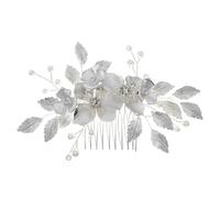 Abaodam Elegant Bride Wedding Hair Comb Silver Alloy Flower and Leaf Design Shiny Decoration, Stays Firmly on Head, for Weddings and Everyday Life
