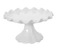 Abaodam Elegant European Ceramic Cake Stand with Wave Shape, Practical and Unique Standing Design, White Footed Fruit and Snack Tray for Party or Home Use