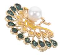 Abaodam Elegant Green Peacock Brooch Pin for Women Rhinestone Crystal Flower Lapel Pin Wedding Birthday Party Accessory Vintage Animal Jewelry