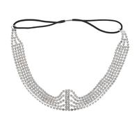 Abaodam Elegant Rhinestone Wedding Headband Hair Accessory Multi-layer Silver Alloy Chain, Bridal Hair Jewelry for Ladies, for Bridal Look and Wedding Days