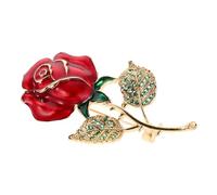 Abaodam Elegant Rose Brooch Pin with Rhinestones for Women Hypoallergenic Copper Floral Accessory for Wedding Party Birthday Versatile Sparkling Brooch for Coats Dresses Scarves