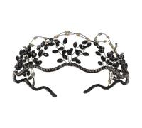 Abaodam Elegant Shiny Rhinestone Crystal Headband Hair Accessory Made of Zinc Alloy Suitable for Masquerade and Homecomings, Stylish Black Bead Hair Hoop for Women and Mothers
